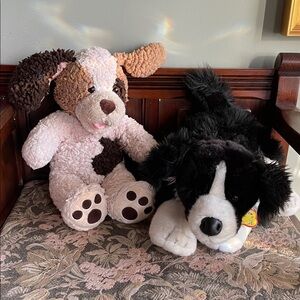 2 Build-A-Bear Dogs.  Black and White Border Collie Dog Toy